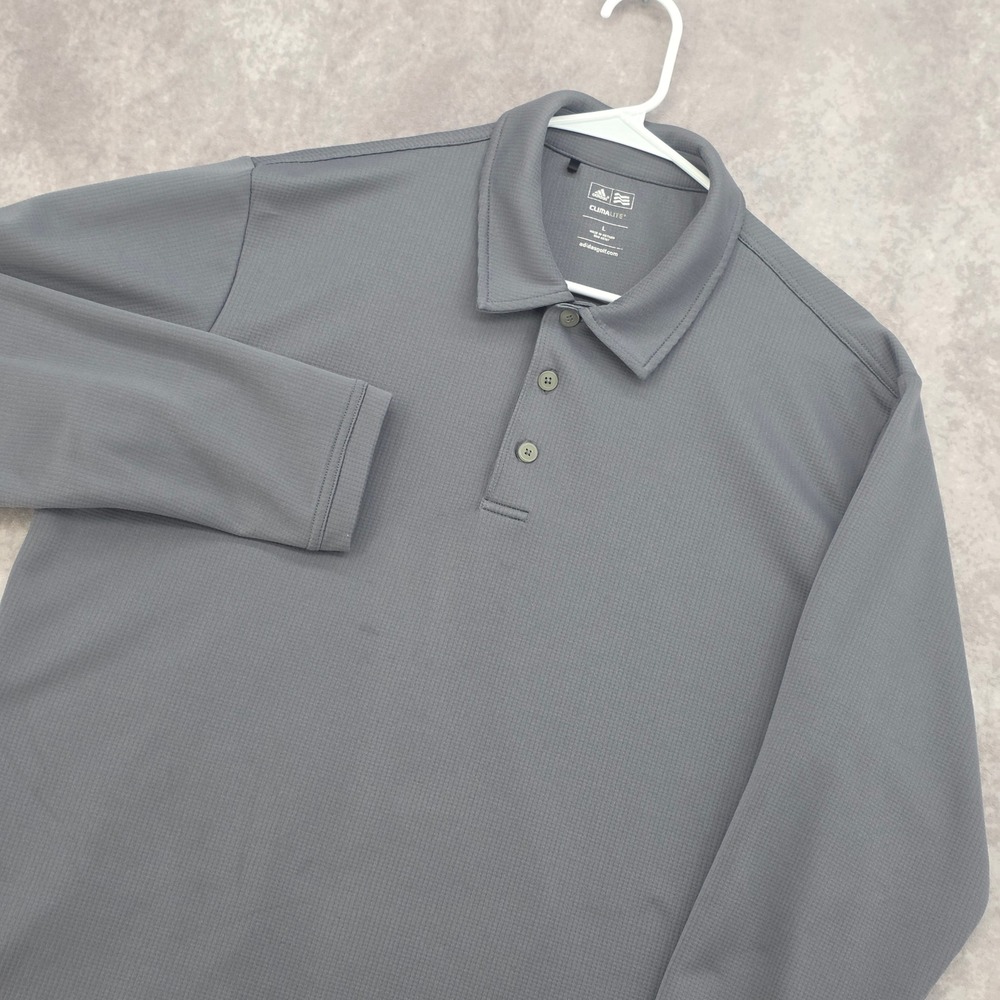 Adidas Golf Climalite Long Sleeve Polo Shirt Mens Large Gray Performance Top